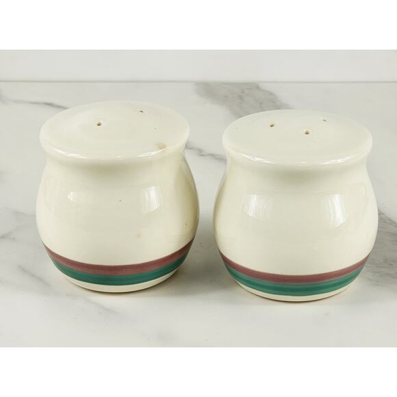 Pfaltzgraff Salt & Pepper Shakers Juniper 3" Stoneware 90's Green Mauve Vintage - Picture 7 of 13